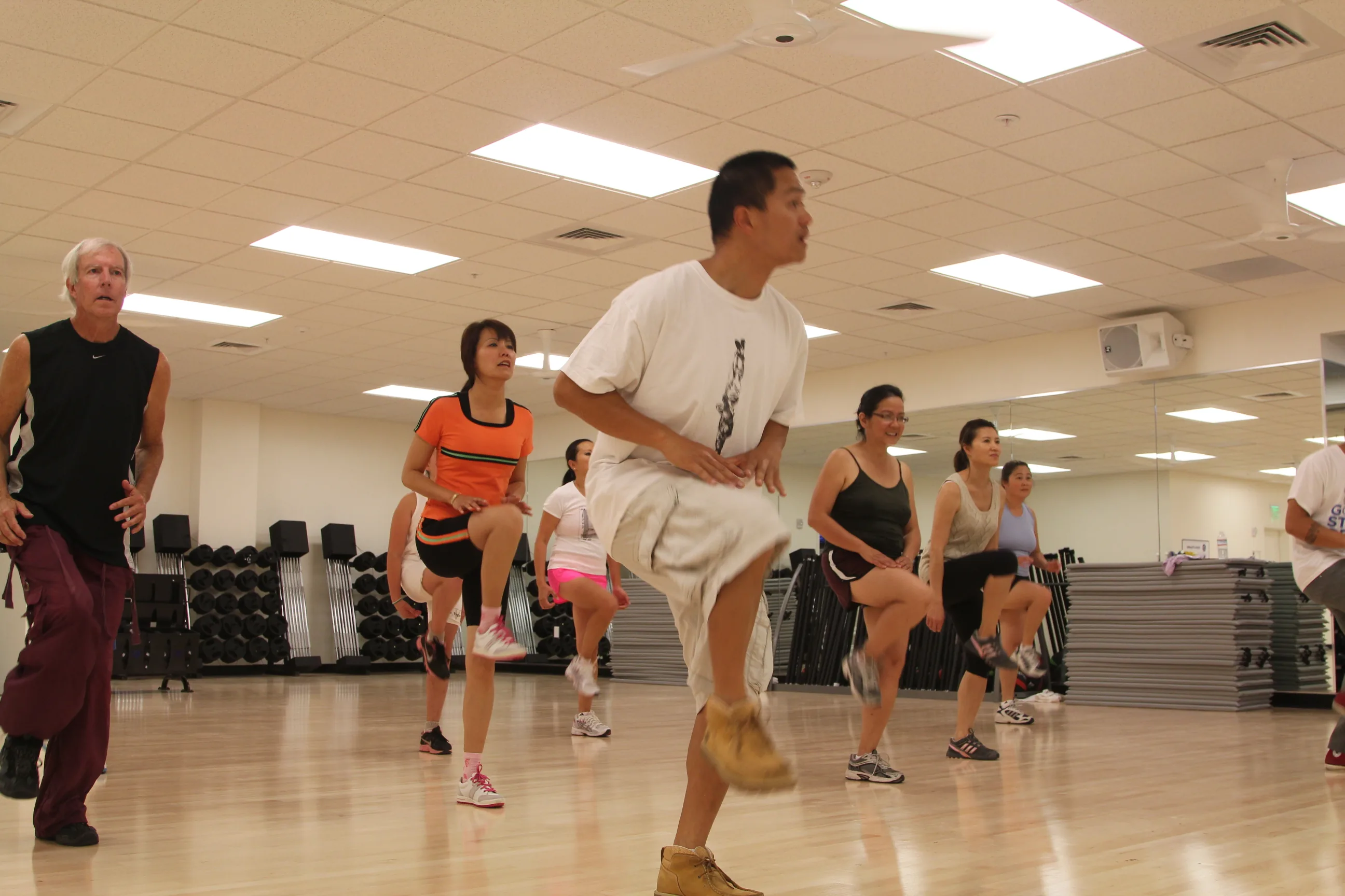 Ceech teaching the Running Man in a group class Ceech teaching adult dance students the Running Man in a group class